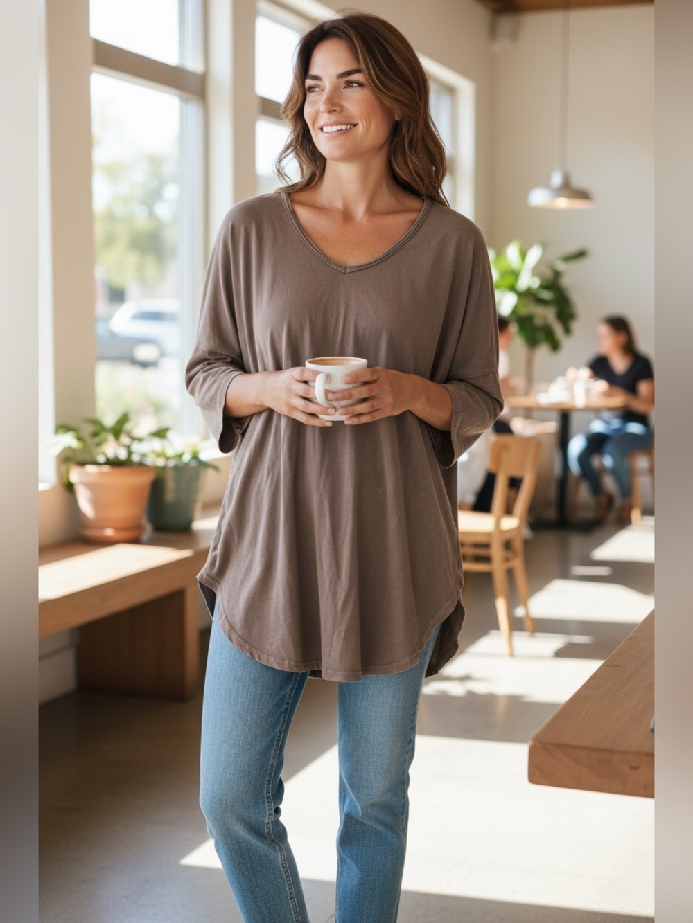 Oddy Oversized High-Low Tunic Top | Taupe | Size Small | NWT